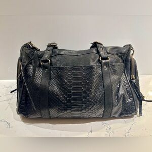 Abaco Black Snakeskin Leather Handbag